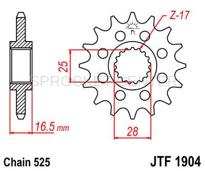JT Front Sprocket 15T 525 Pitch JTF1904.15 KTM Adventure 1090 R ABS 2017 