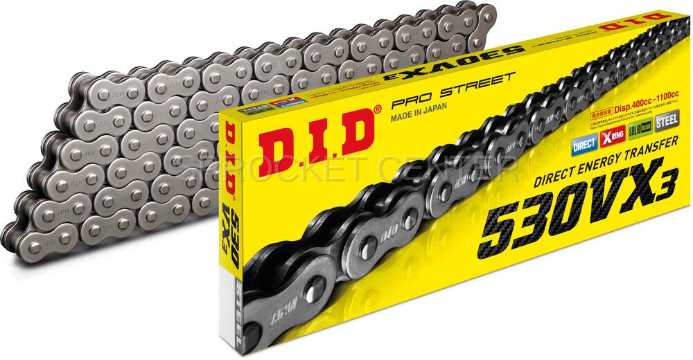 thumbnail image 2 of DID 530 VX3 X-Ring Chain – 116 Links, Gold/Black – Japanese Performance Chain 2 of 6