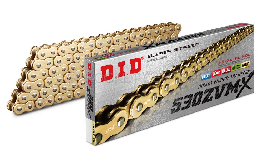 DID Chain 530 ZVMX Super-Street X'ring Chain - NATURAL / GOLD / SILVER  (choose length)