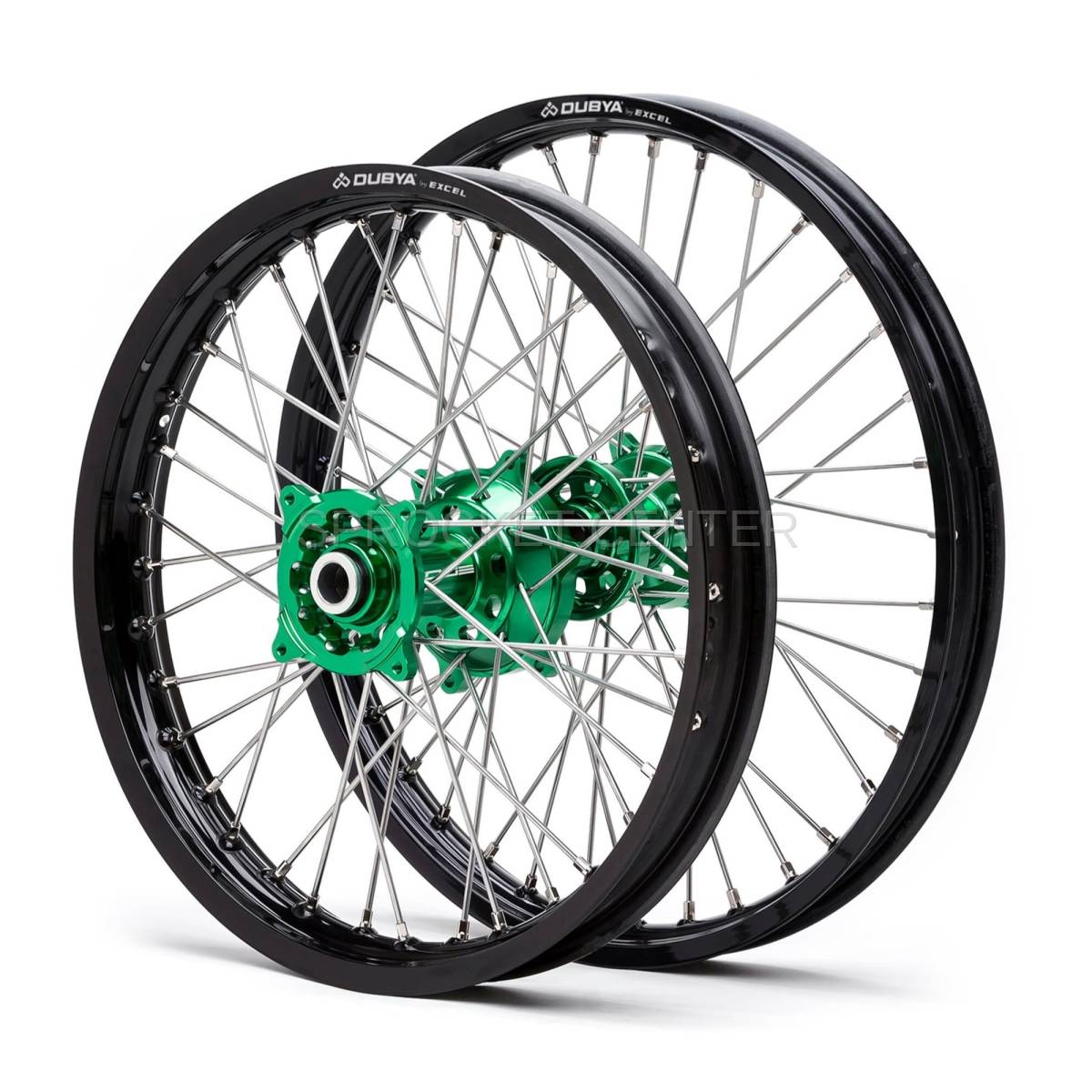 KAWASAKI KX250/KX450 DubyaUSA EDGE Complete MX Wheel Set (Green/Black)