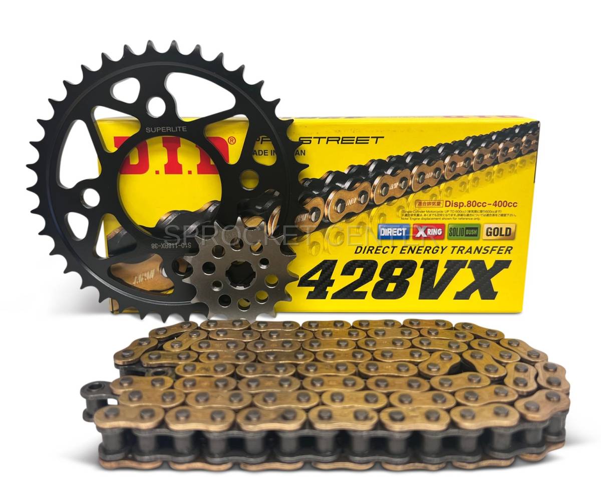 thumbnail image 2 of RK Heavy Duty 428 Chain & Sprocket Upgrade Kit For Honda Grom MSX125 (2013-2020) - Green 2 of 5