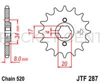 JT Sprockets - JT Sprockets (#JTF287) 520 Pitch Chromoly-Steel Front Sprocket - HONDA