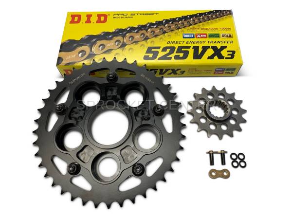 Superlite Sprockets - 525 Chain Kit - Quick-Change Sprocket Set with Choice of Chain - DUCATI 796 Monster