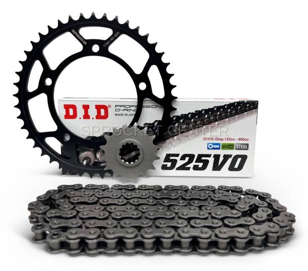 Sprocket Center - 525 Chain Kit - Steel Sprocket Set with Choice of Chain - HONDA VT750 Shadow (all '98-11)