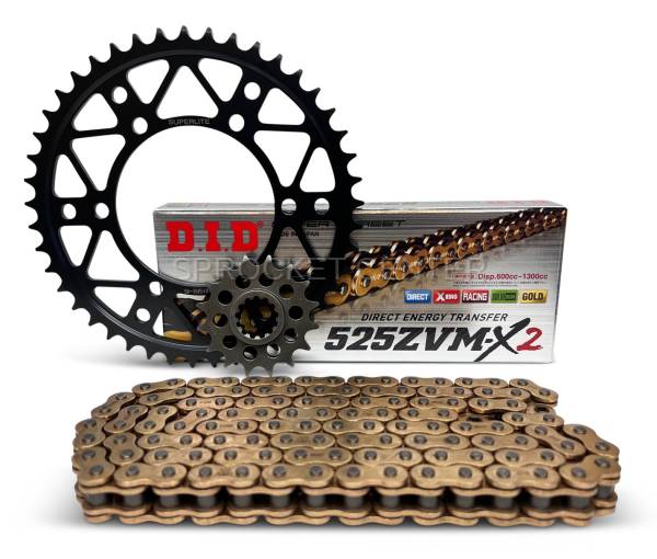 Superlite Sprockets - 525 Chain Kit - SUPERLITE RSX Steel Sprocket Set with Choice of Chain - KAWASAKI ZX-6R (’98-02)