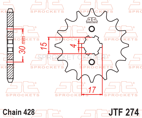 JT Sprockets - JT SPROCKETS (#JTF274) 428 Pitch Chromoly-Steel Front Sprocket - HONDA