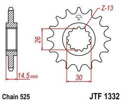 JT Sprockets - JT Sprockets (#JTF1332) 525 Pitch Chromoly-Steel Front Sprocket - Image 2