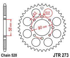 JT Sprockets - JT Sprockets (#JTR273) 520 Pitch Steel Rear Sprocket - Image 2