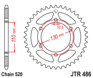 JT Sprockets - JT Sprockets (#JTR486) 520 Pitch Steel Rear Sprocket - Image 2