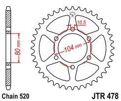JT Sprockets - JT Sprockets (#JTR478) 520 Pitch Steel Rear Sprocket - KAWASAKI - Image 2