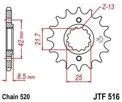 JT Sprockets - JT Sprockets (#JTF516) 520 Pitch Chromoly-Steel Front Sprocket - Image 2