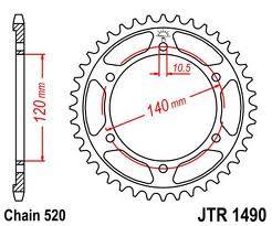 JT Sprockets - JT Sprockets (#JTR1490) 520 Pitch Steel Rear Sprocket - Image 2