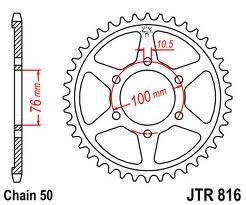 JT Sprockets - JT Sprockets (#JTR816) 530 Pitch Steel Rear Sprocket - Image 2