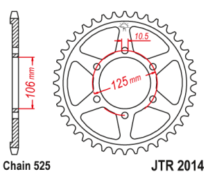 JT Sprockets - JT Sprockets (#JTR2014) 525 Pitch Steel Rear Sprocket - TRIUMPH - Image 2