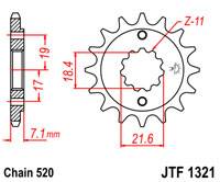 JT Sprockets - JT Sprockets (#JTF1321) 520 Pitch Chromoly-Steel Front Sprocket - Image 2