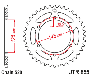 JT Sprockets - JT Sprockets (#JTR855) 520 Pitch Steel Rear Sprocket - Image 2
