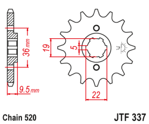 JT Sprockets - JT Sprockets (#JTF337) 520 Pitch Chrmomly-Steel Front Sprocket - Image 2