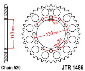 JT Sprockets - JT Sprockets (#JTR1486) 520 Pitch Steel Rear Sprocket - Image 2