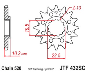 JT Sprockets - JT Sprockets (#JTF432) 520 Pitch Chromoly- Steel Front Sprocket - Image 2