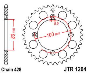 JT Sprockets - JT Sprockets (#JTR1204) 428 Pitch Steel Rear Sprocket - HONDA - Image 2