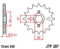 JT Sprockets - JT Sprockets (#JTF287) 520 Pitch Chromoly-Steel Front Sprocket - HONDA - Image 1