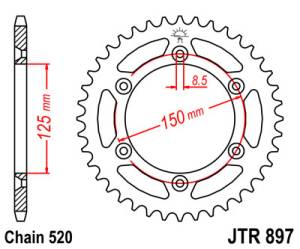 JT Sprockets - JT Sprockets (#JTR897) 520 Pitch Steel Rear Sprocket - GAS/HUSQ/KTM (125cc-890cc) - Image 2