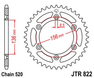 JT Sprockets - JT Sprockets (#JTR822) 520 Pitch Steel Rear Sprocket - Image 2