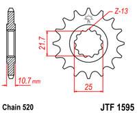 JT Sprockets - JT Sprockets (#1595.16) 520 Pitch Chromoly-Steel Front Sprocket - YAMAHA FZ6R / XJ6 - Image 2