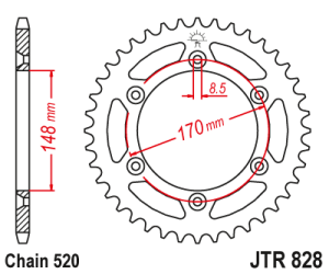 JT Sprockets - JT Sprockets (#JTR828) 520 Pitch Steel Rear Sprocket - Image 2