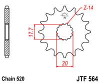JT Sprockets - JT Sprockets (#JTF564) 520 Pitch Chromoly-Steel Front Sprocket - YAMAHA - Image 2