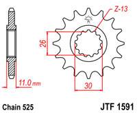 JT Sprockets - JT Sprockets (#JTF1591) 525 Pitch Chromoly-Steel Front Sprocket - YAMAHA - Image 3