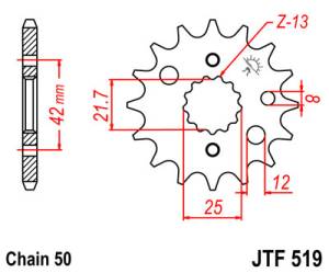 JT Sprockets - JT Sprockets (#JTF519) 530 Pitch Chromoly-Steel Front Sprocket - Image 2
