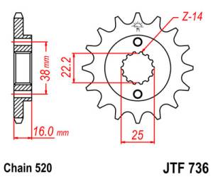 JT Sprockets - JT Sprockets (#JTF736)  520 Pitch Chromoly-Steel Front Sprocket - DUCATI - Image 2