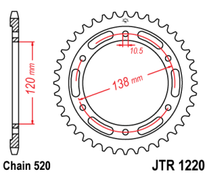 JT Sprockets - JT Sprockets (#JTR1220) 520 Pitch Steel Rear Sprocket - HONDA CBR/CB 250/300 - Image 2