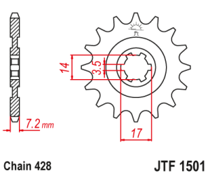 JT Sprockets - JT Sprockets (#JTF1501) 428 Pitch Front Sprocket - Kawasaki KLX140 - Image 2