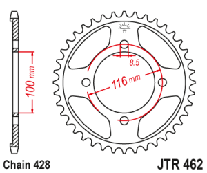 JT Sprockets - JT Sprockets (#JTR462) 428 Pitch Steel Rear Sprocket - Kawasaki - Image 2