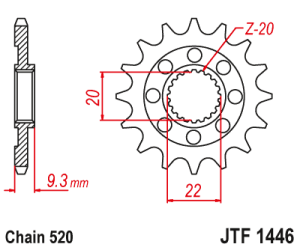 JT Sprockets - JT Sprockets (#JTF1446SC) 520 Pitch Chromoly-Steel Front Sprocket - Image 2