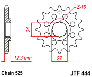JT Sprockets - JT Sprockets (#JTF444) 525 Pitch Chromoly-Steel Front Sprocket - Image 2