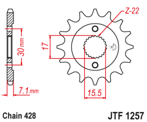 JT Sprockets - JT Sprockets (#JTF1257) 428 Conversion Chromoly-Steel Front Sprocket - HONDA - Image 2