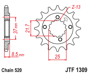 JT Sprockets - JT Sprockets (#JTF1309) 520 Pitch Chromoly-Steel Front Sprocket - Image 2