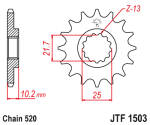 JT Sprockets - JT Sprockets (#JTF1503) 520 Pitch Chromoly-Steel Front Sprocket - Image 2