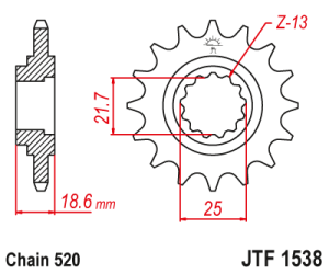 JT Sprockets - JT Sprockets (#JTF1538) 520 Pitch Chromoly-Steel Front Sprocket - Image 2