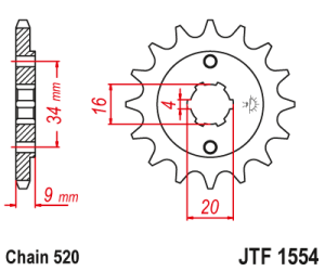 JT Sprockets - JT Sprockets (#JTF1554) 520 Pitch Chromoly-Steel Front Sprocket - Image 2