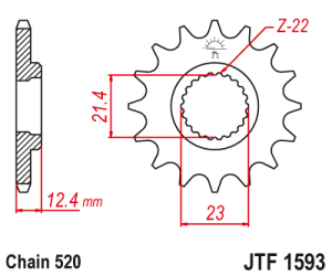 JT Sprockets - JT Sprockets (#JTF1593) 520 Pitch Chromoly-Steel Front Sprocket - Image 2
