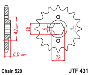 JT Sprockets - JT Sprockets (#JTF431) 520 Pitch Chromoly-Steel Front Sprocket - Image 2