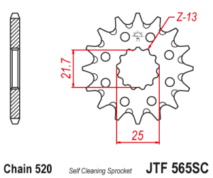 JT Sprockets - JT Sprockets (#JTF565) 520 Pitch Chromoly-Steel Front Sprocket - Image 2
