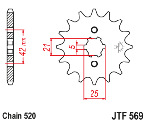 JT Sprockets - JT Sprockets (#JTF569) 520 Pitch Chromoly-Steel Front Sprocket - Image 2