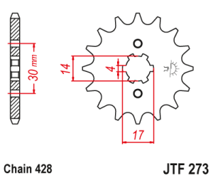JT Sprockets - JT Sprockets (#JTF273) 428 Pitch Chromoly-Steel Front Sprocket - HONDA - Image 2