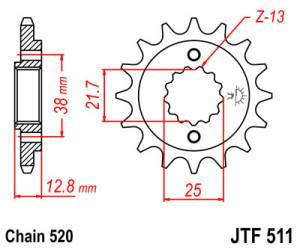 JT Sprockets - JT Sprockets (#JTF511-RB) 520 Pitch Rubber Dampened Front Sprocket - KAWASAKI KLR650 - Image 2