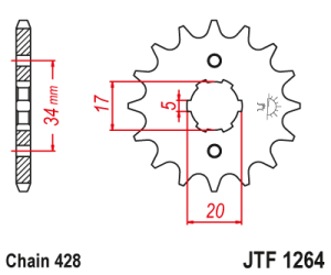 JT Sprockets - JT Sprockets (#JTF1264) 428 Pitch Chromoly-Steel Front Sprocket - HONDA XR150L - Image 2